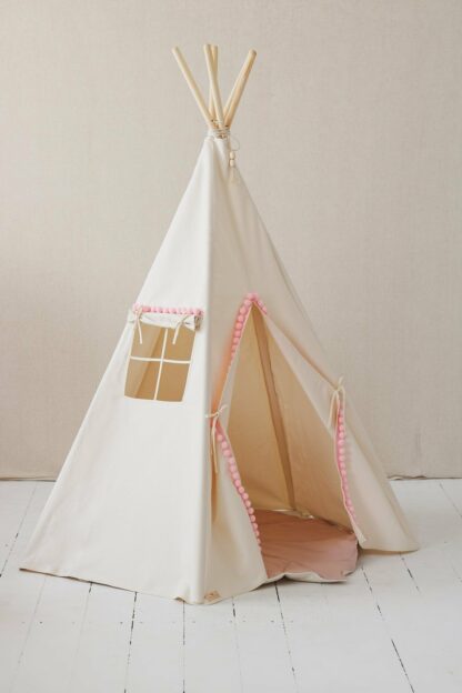 “Fluffy Pompoms” Teepee Tent with Pompoms - Moi Mili