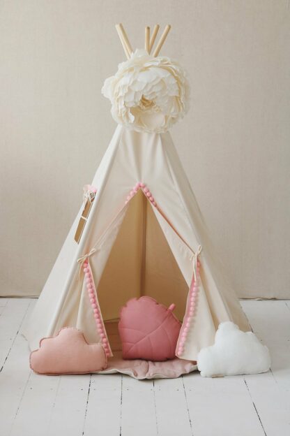 “Fluffy Pompoms” Teepee Tent with Pompoms - Moi Mili
