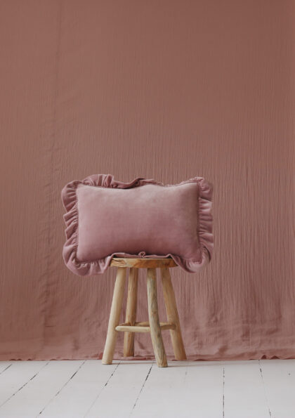 Soft Velvet Cushion with Frill “Light Pink”