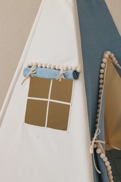 “Jeans” Teepee Tent with Pompoms - Moi Mili