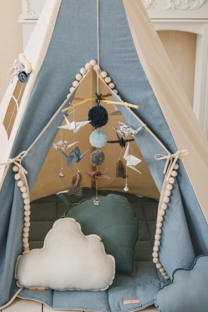 “Jeans” Teepee with Pompoms and Mat Set - Moi Mili