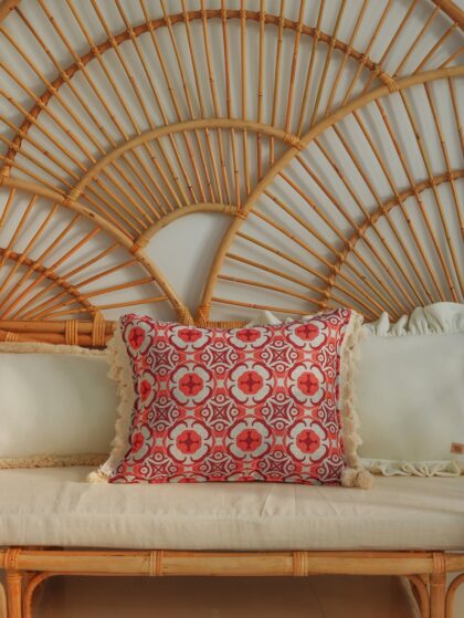 "Marguerite daisy" cushion with fringe - Moi Mili