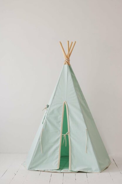 “Mint Fog” Teepee Tent with Pompoms - Moi Mili
