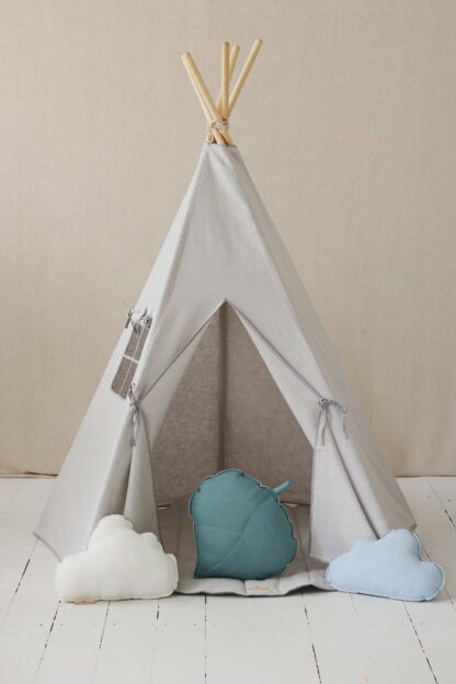 “Pigeon Grey” Linen Teepee Tent - Moi Mili