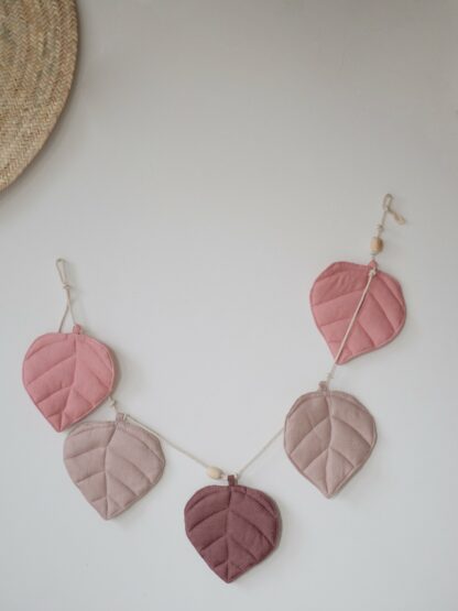 “Pink” Linen Garland with Leaves - Moi Mili