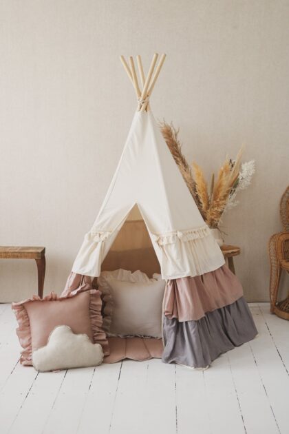 “Powder Frills” Teepee Tent with Frills - Moi Mili