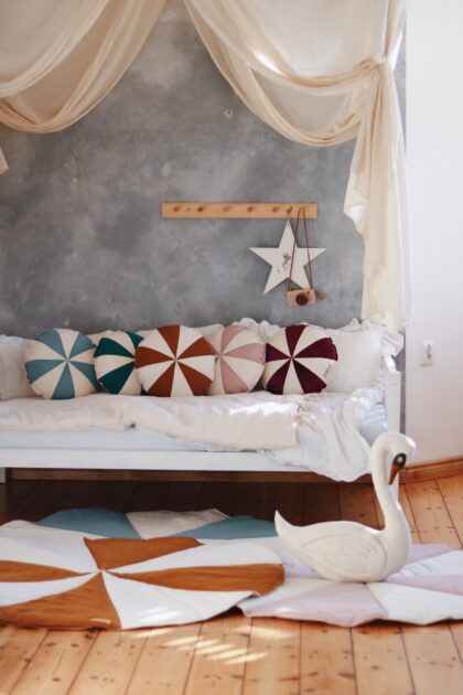 “Powder Pink Candy” Patchwork Cushion - Moi Mili