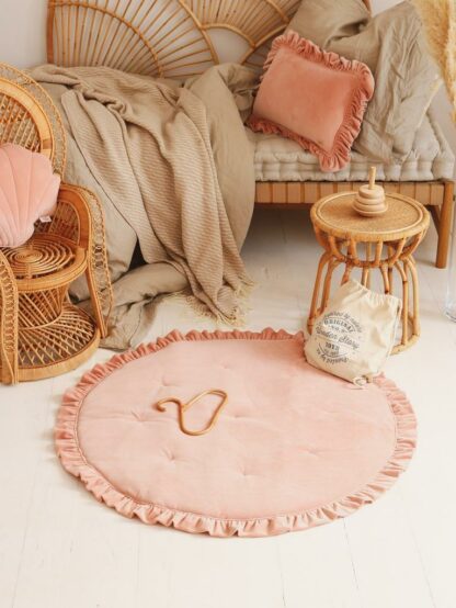 Soft Velvet Cushion with Frill “Apricot” - Moi Mili