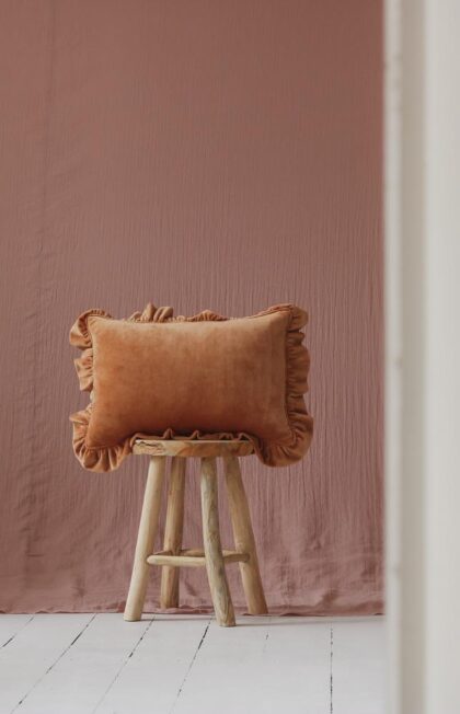 Soft Velvet Cushion with Frill “Caramel” - Moi Mili