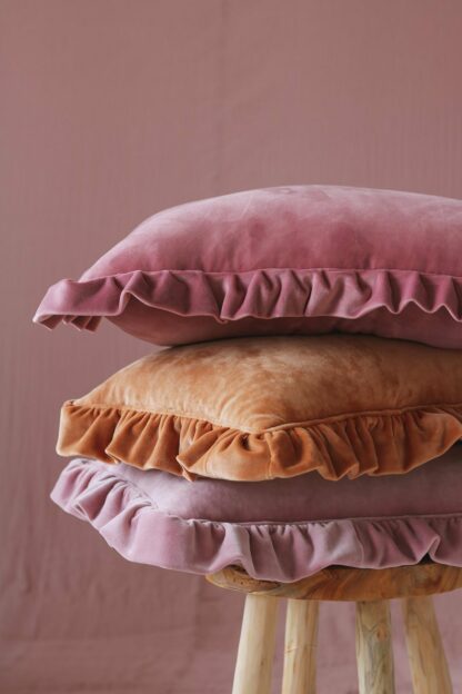 Soft Velvet Cushion with Frill “Caramel” - Moi Mili