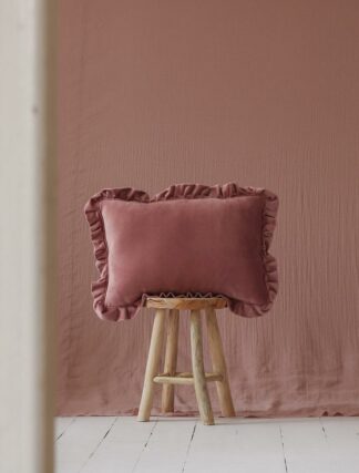 Soft Velvet Cushion with Frill “Dirty Pink” - Moi Mili