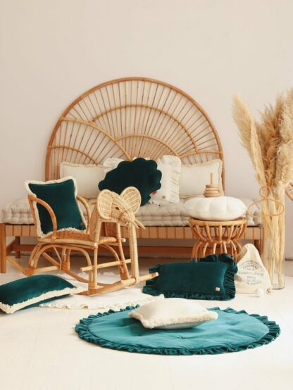 Soft Velvet Cushion with Frill “Emerald” - Moi Mili