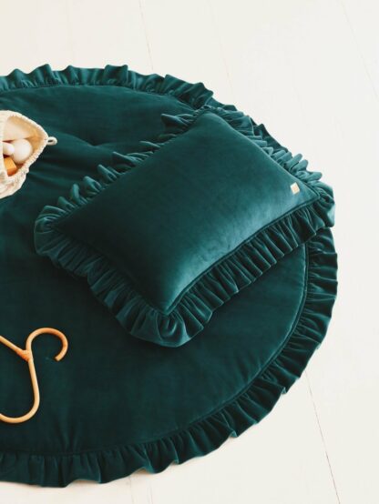 Soft Velvet Cushion with Frill “Emerald” - Moi Mili