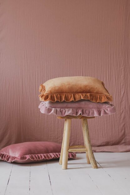 Soft Velvet Cushion with Frill “Light Pink” - Moi Mili