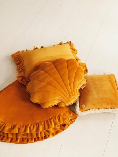 Soft Velvet Cushion with Frill “Mustard” - Moi Mili