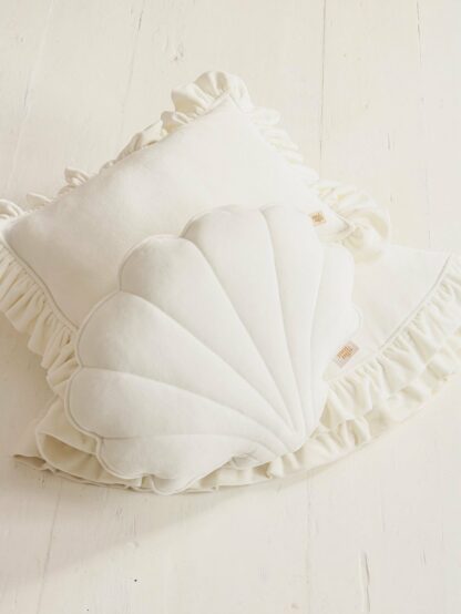 Soft Velvet Cushion with Frill “White” - Moi Mili