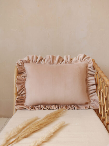 Soft Velvet Cushion with Frill “Latte”