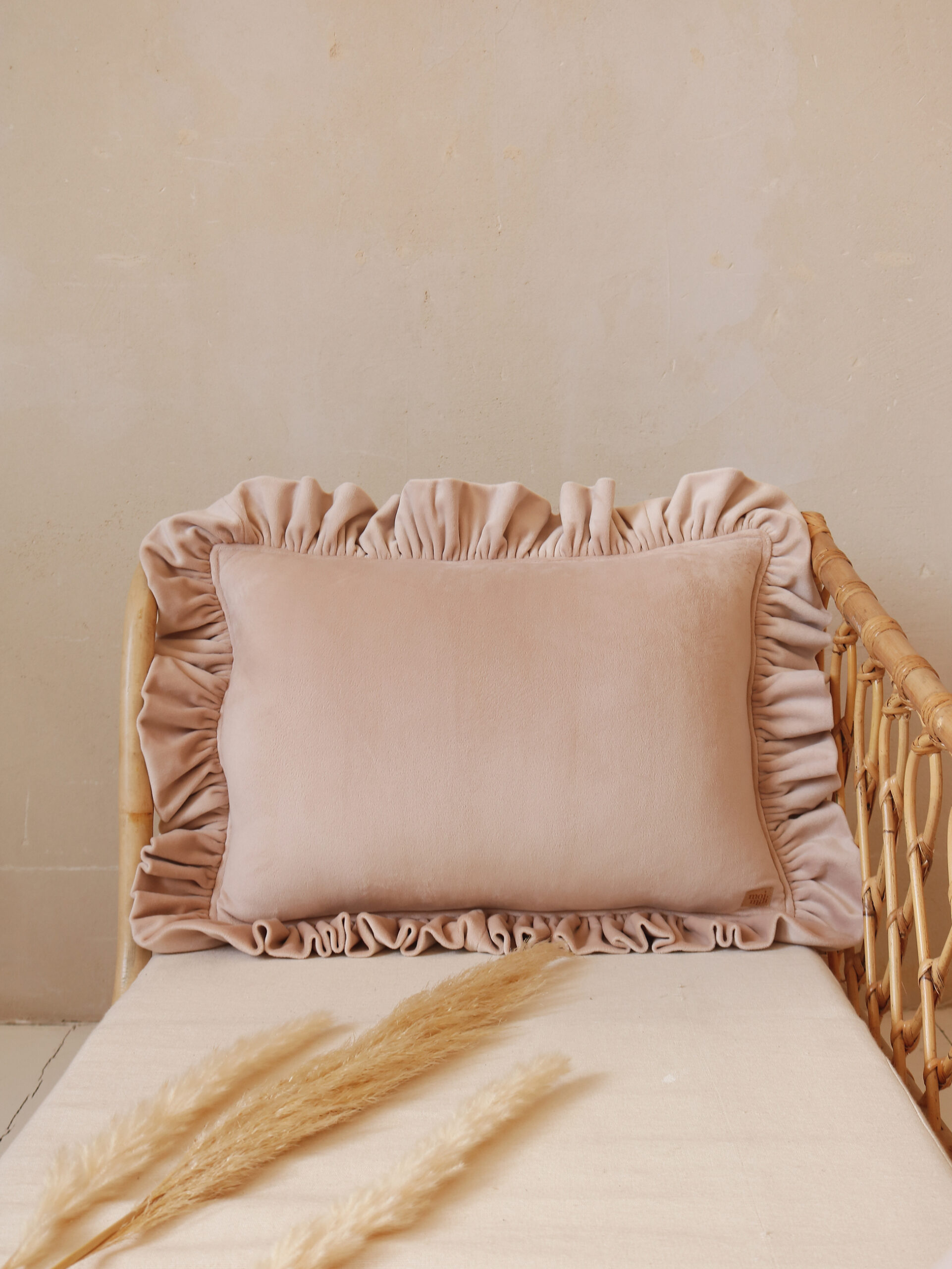 Soft Velvet Cushion with Frill “Latte”