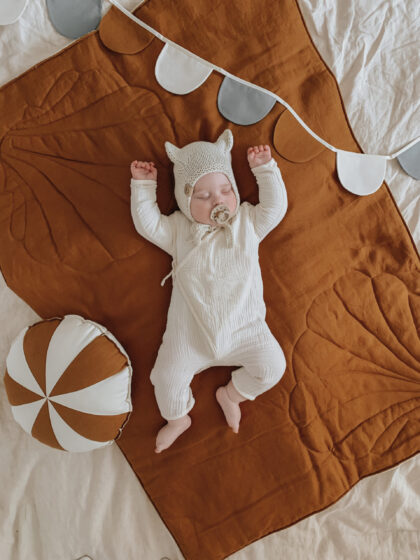 Linen shell child cover set Caramel