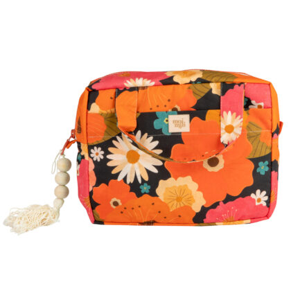 Makeup bag "Picnic with Flowers/black" Big size