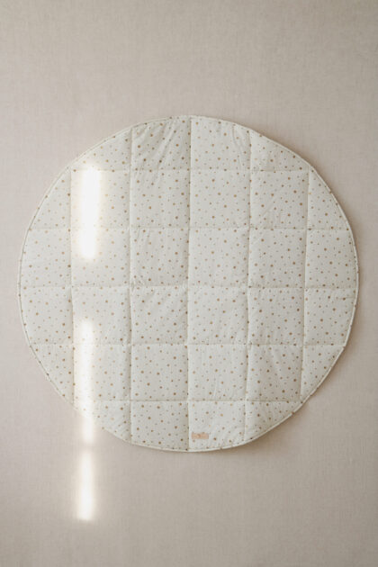 “Gold stars” Cotton Round Mat - Beige