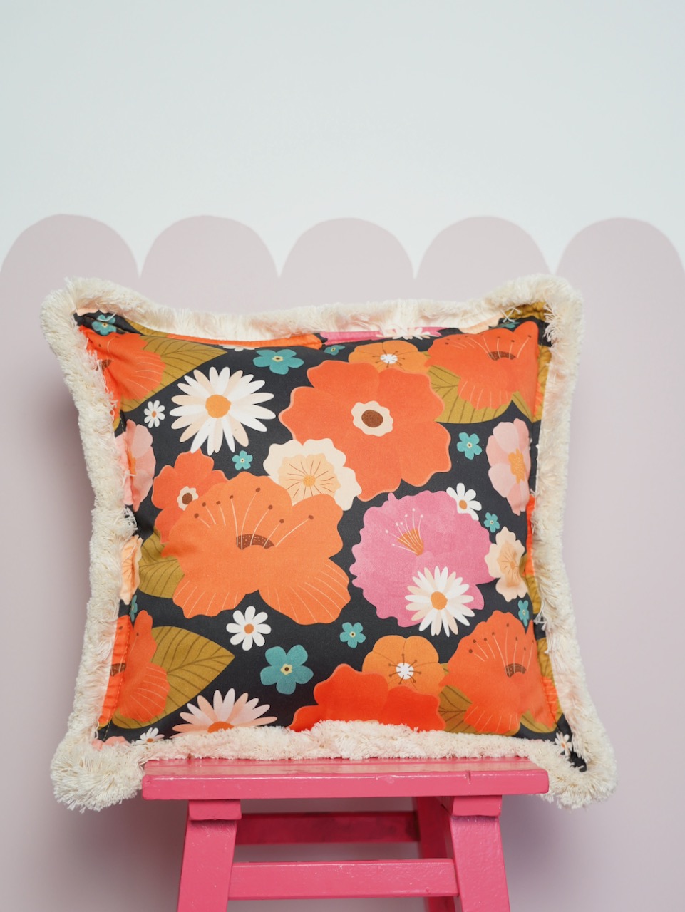 Pillowcase with fringe "Picnic with Flowers" - Image 4