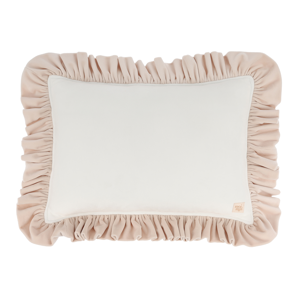 Decorative velvet pillow with frills "Caffé latte" - Image 3