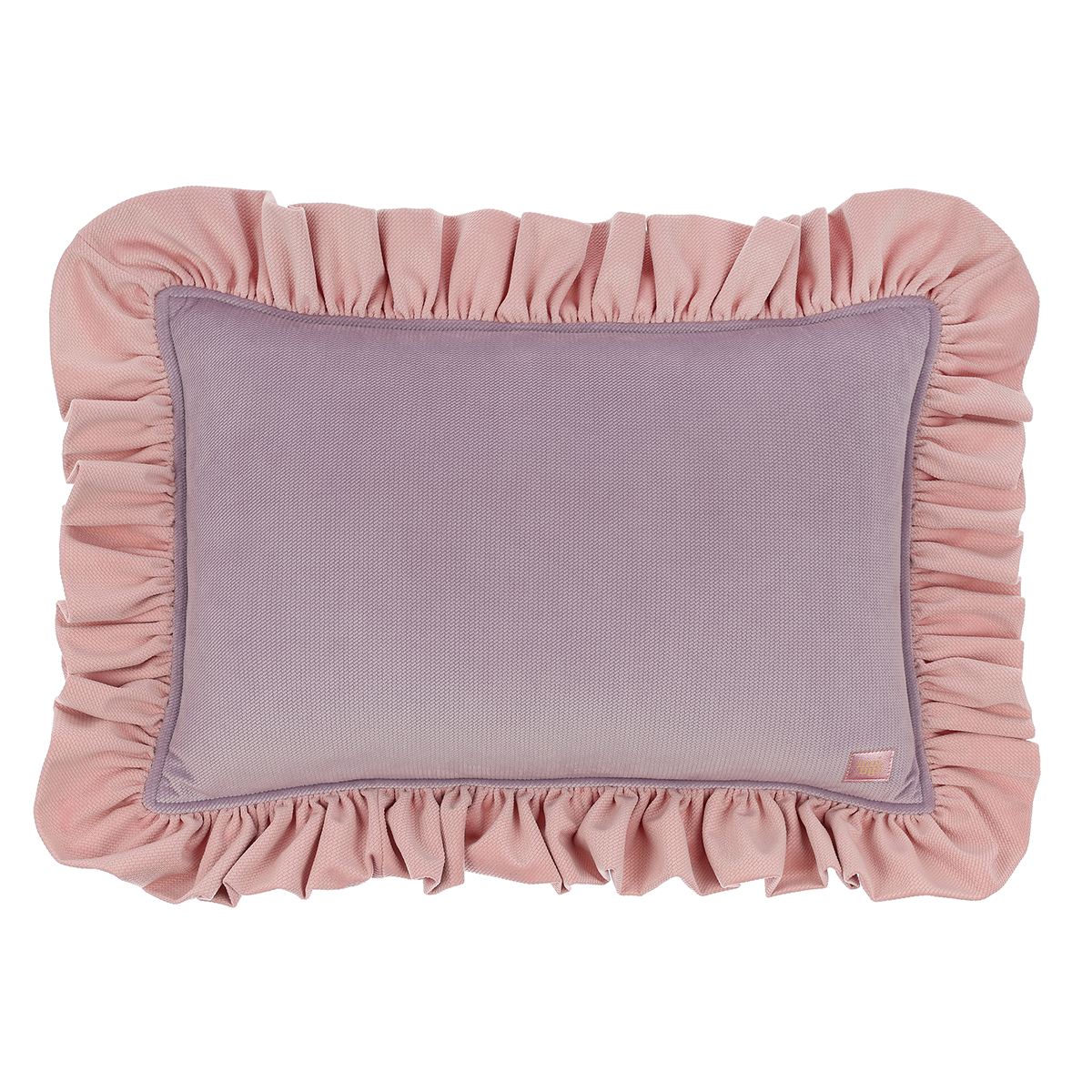 Decorative velvet pillow with frills "Violet lemonade" - Image 3
