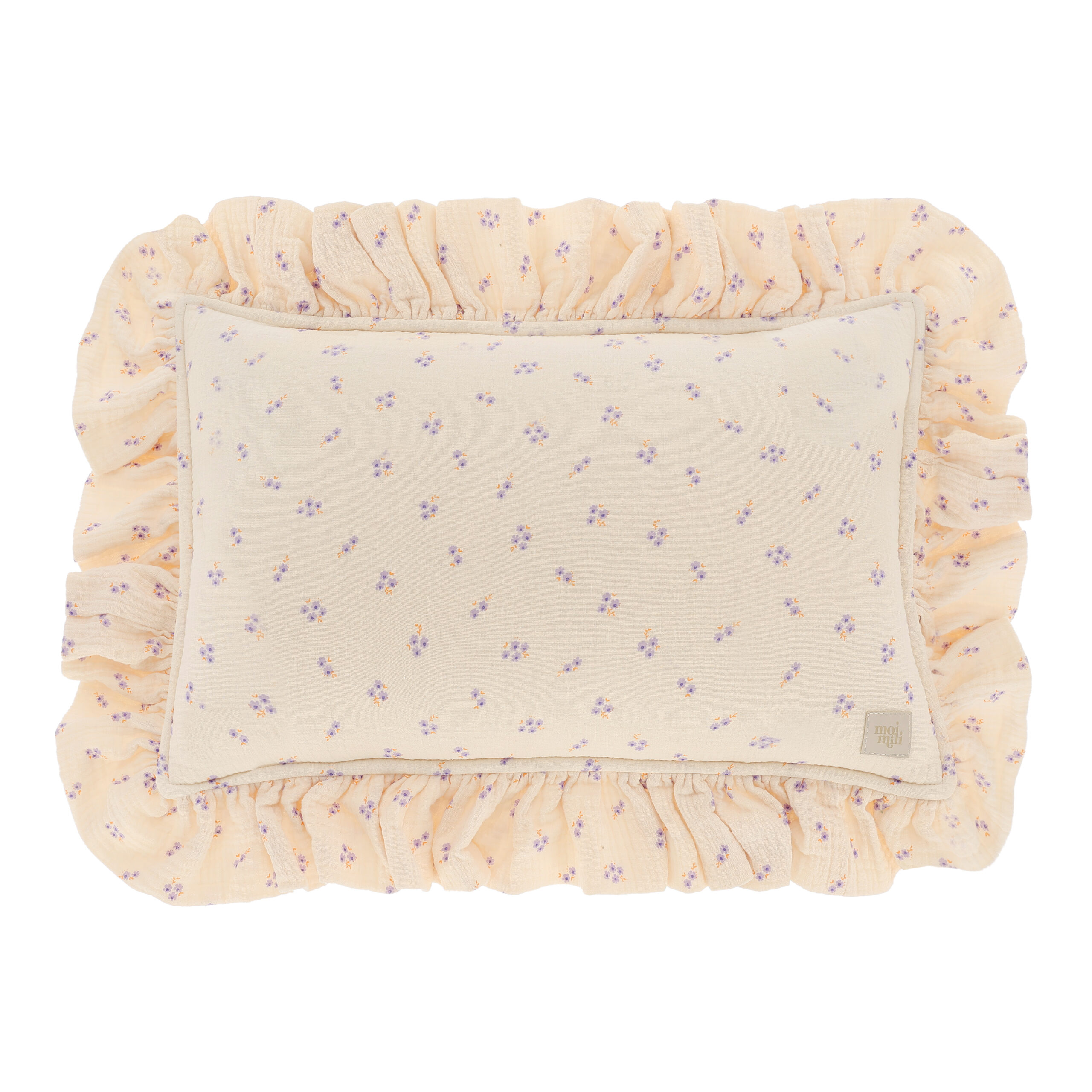 Muslin decorative pillow with frill "Purple forget-me-not" - Image 15