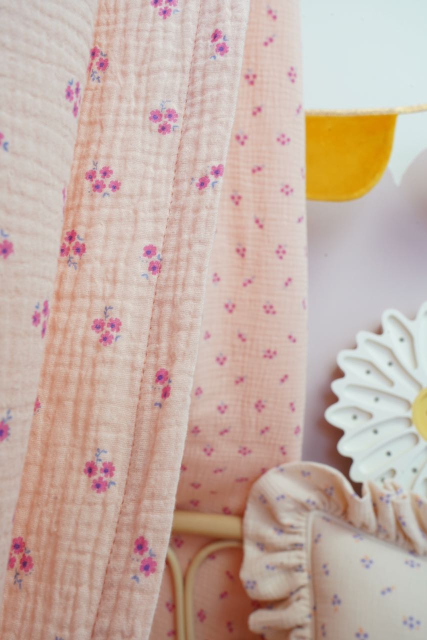 Muslin decorative pillow with frill "Purple forget-me-not" - Image 6