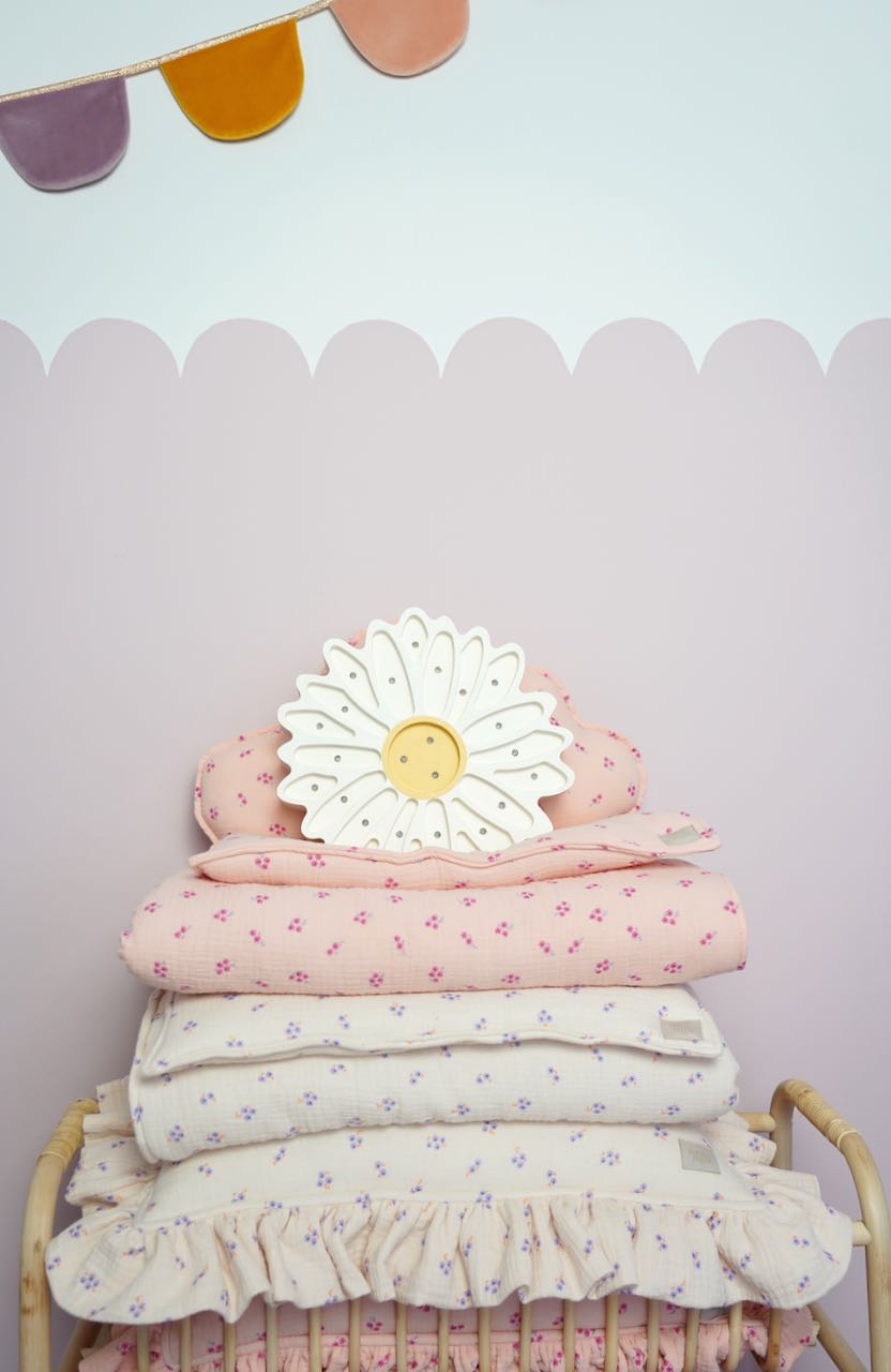 Muslin decorative pillow with frill "Purple forget-me-not" - Image 8