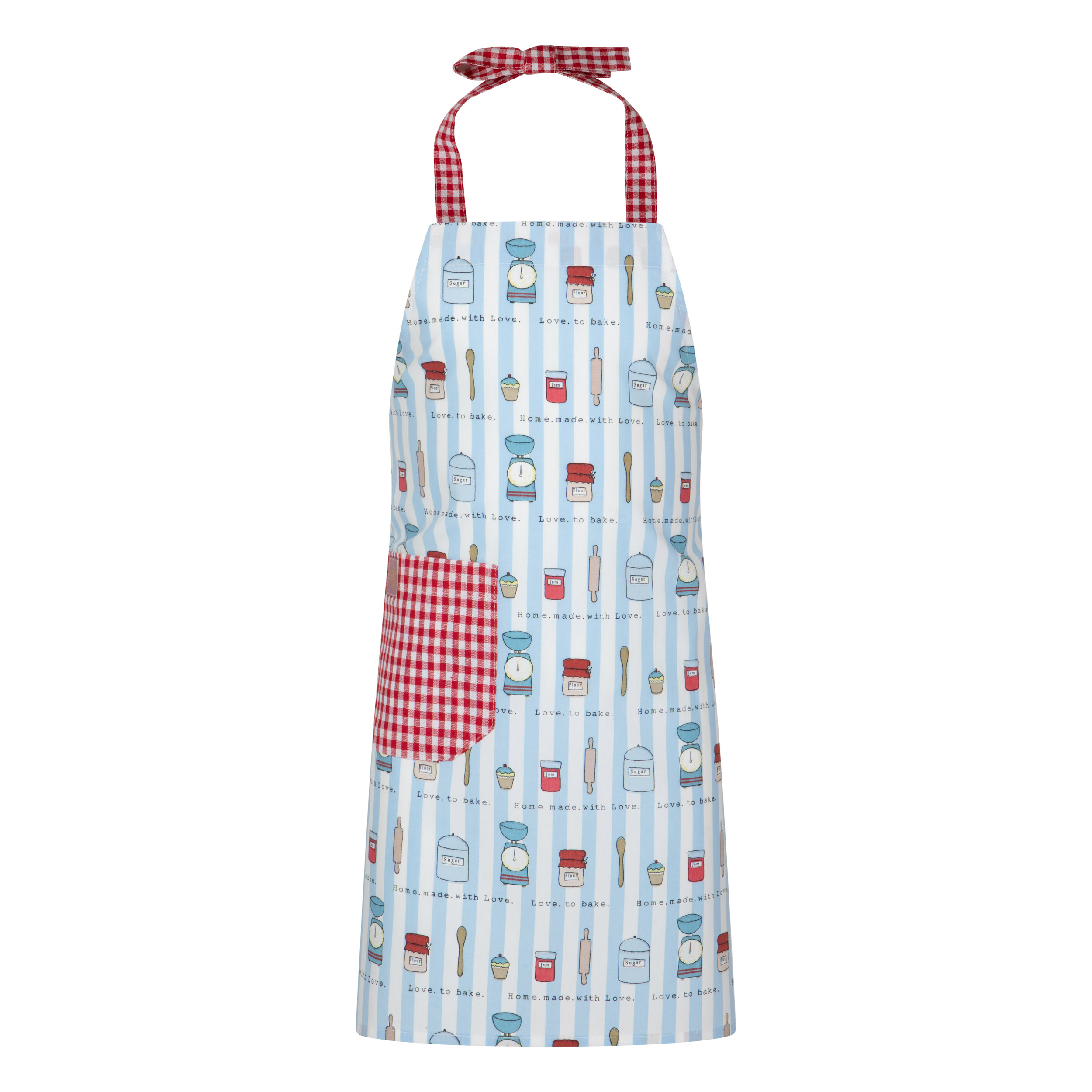 Cotton kitchen apron with headband for a child Red check
