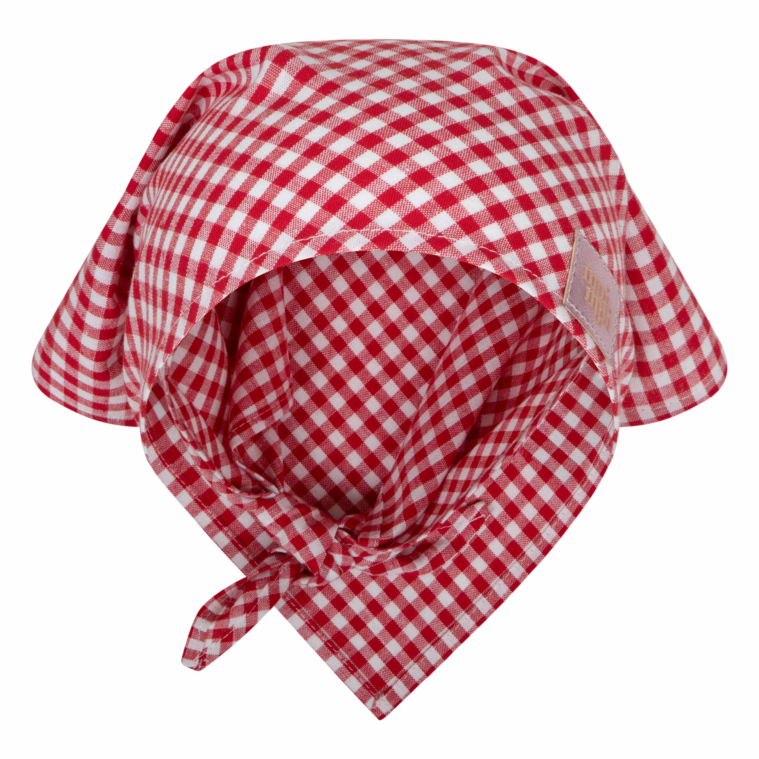 Cotton kitchen apron with headband for a child Red check - Image 3