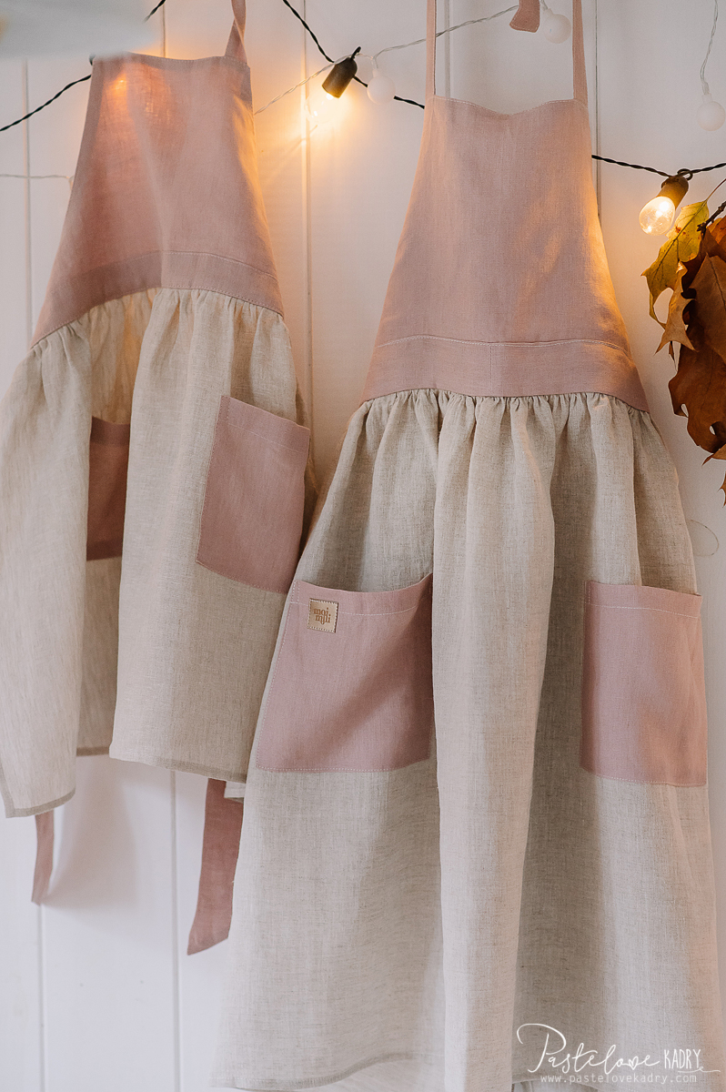 Linen kitchen apron for a child with headband Sweet cake - Image 12