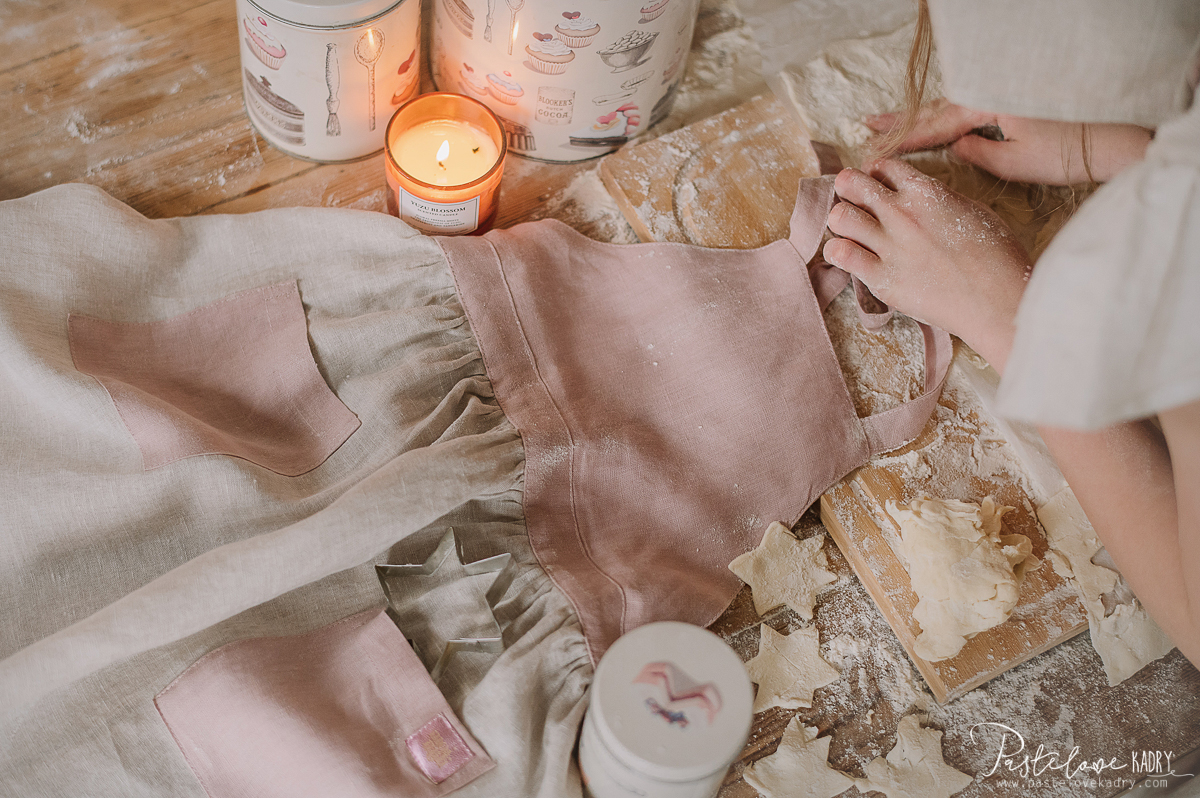Linen kitchen apron for a child with headband Sweet cake - Image 18