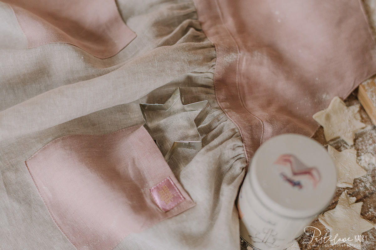 Linen kitchen apron for a child with headband Sweet cake - Image 19