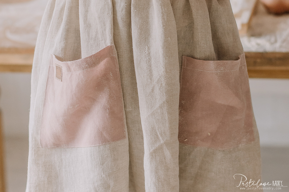 Linen kitchen apron for a child with headband Sweet cake - Image 6