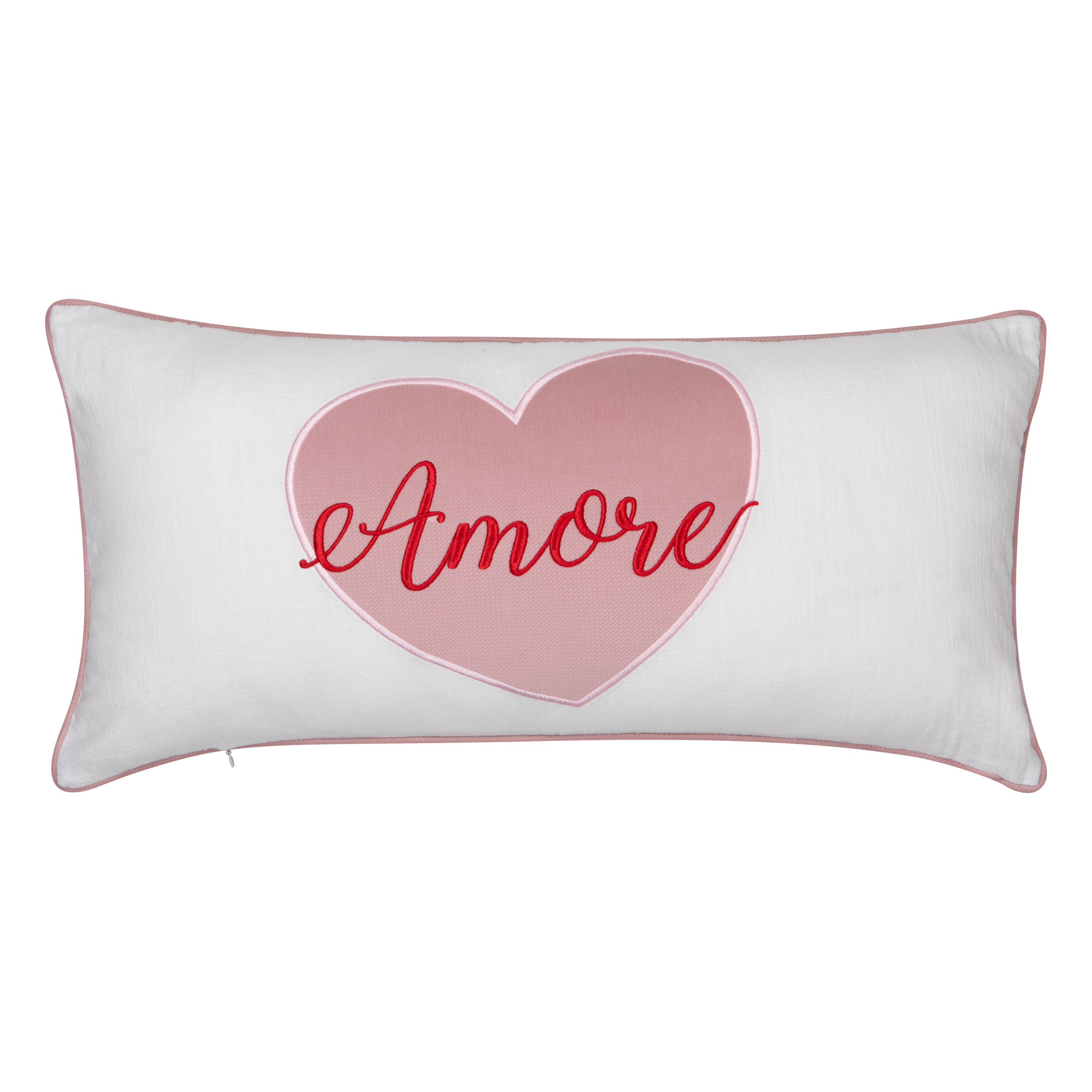 Decorative pillowcase with embroidered text "Red Amore" - Image 4