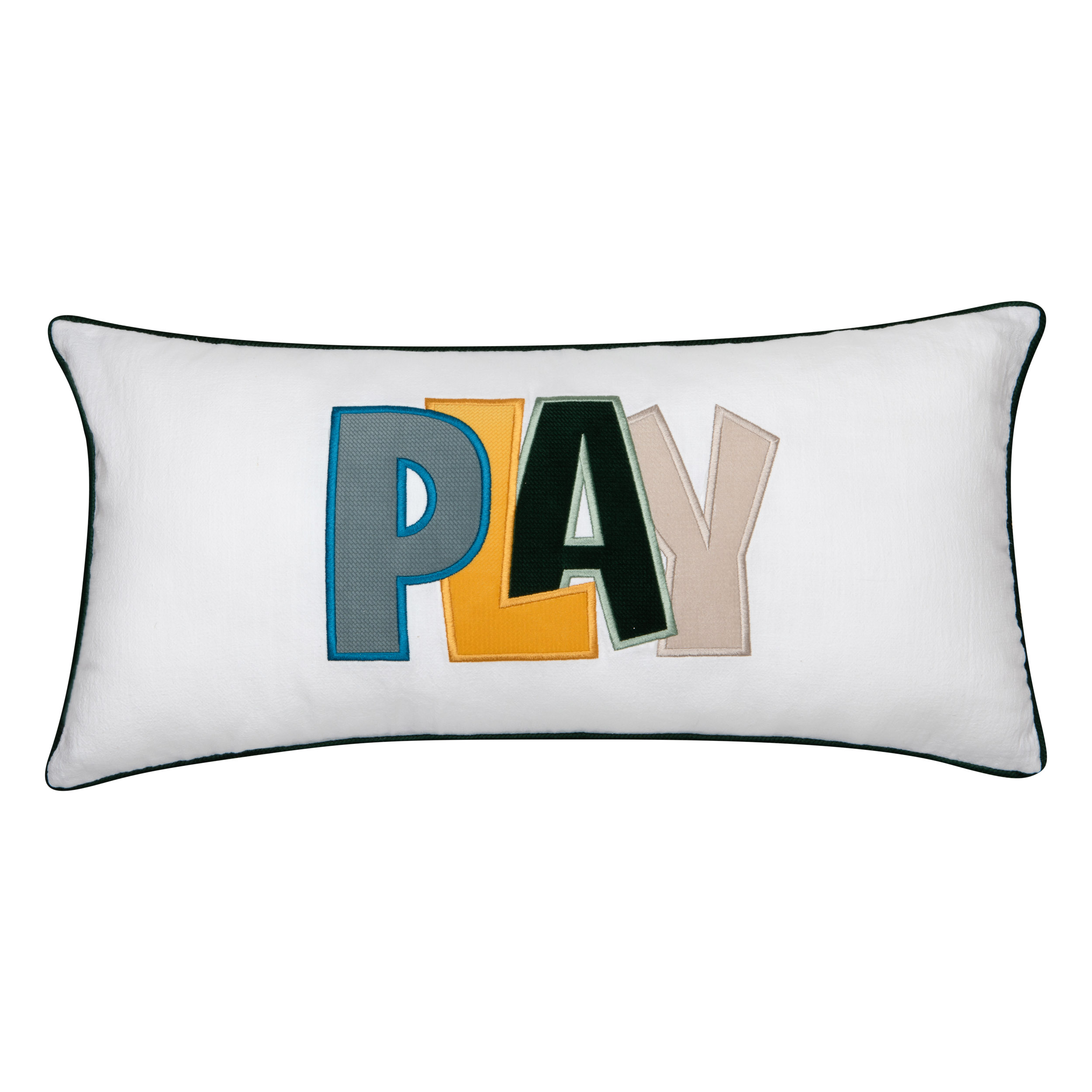Decorative pillowcase with a colorful embroidered inscription "Play 1" - Image 6
