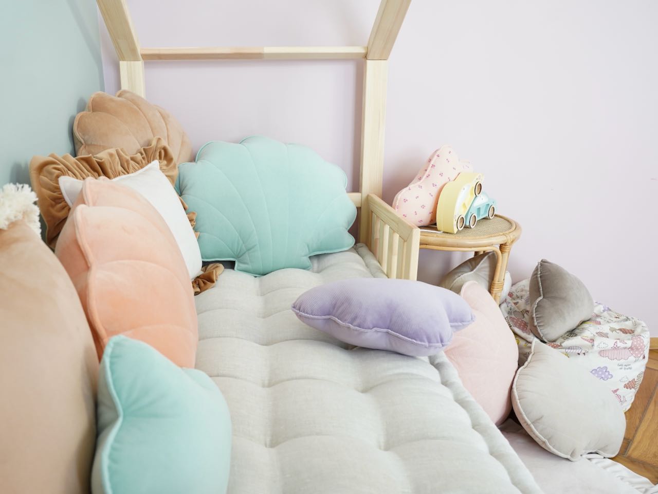 Velvet Cloud Pillow for baby room "Mint" - Image 5