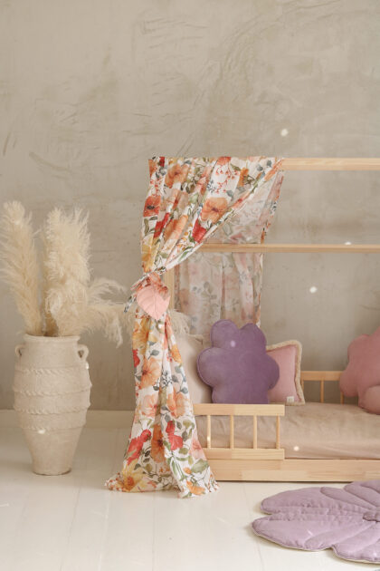 Curtain over the bed “Flower Power” for beds 180x/80/90/100cm lgth. 3,5m