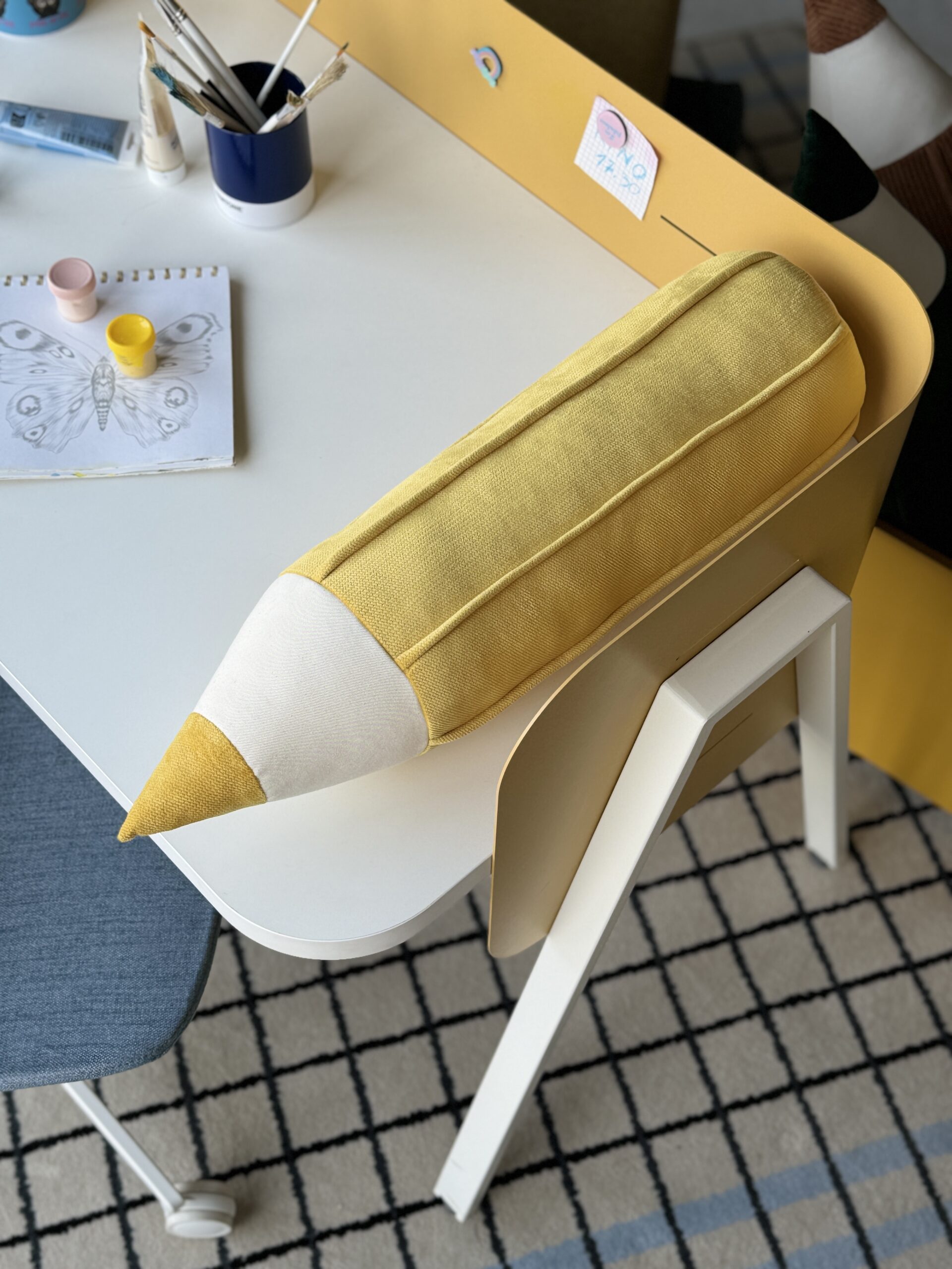 Crayon velvet pillow - “Yellow”