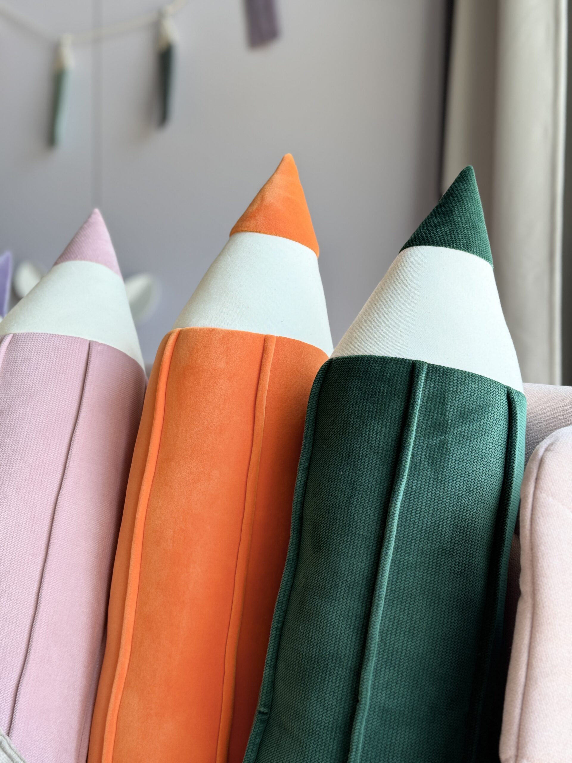 Crayon velvet  pillow - “Orange”