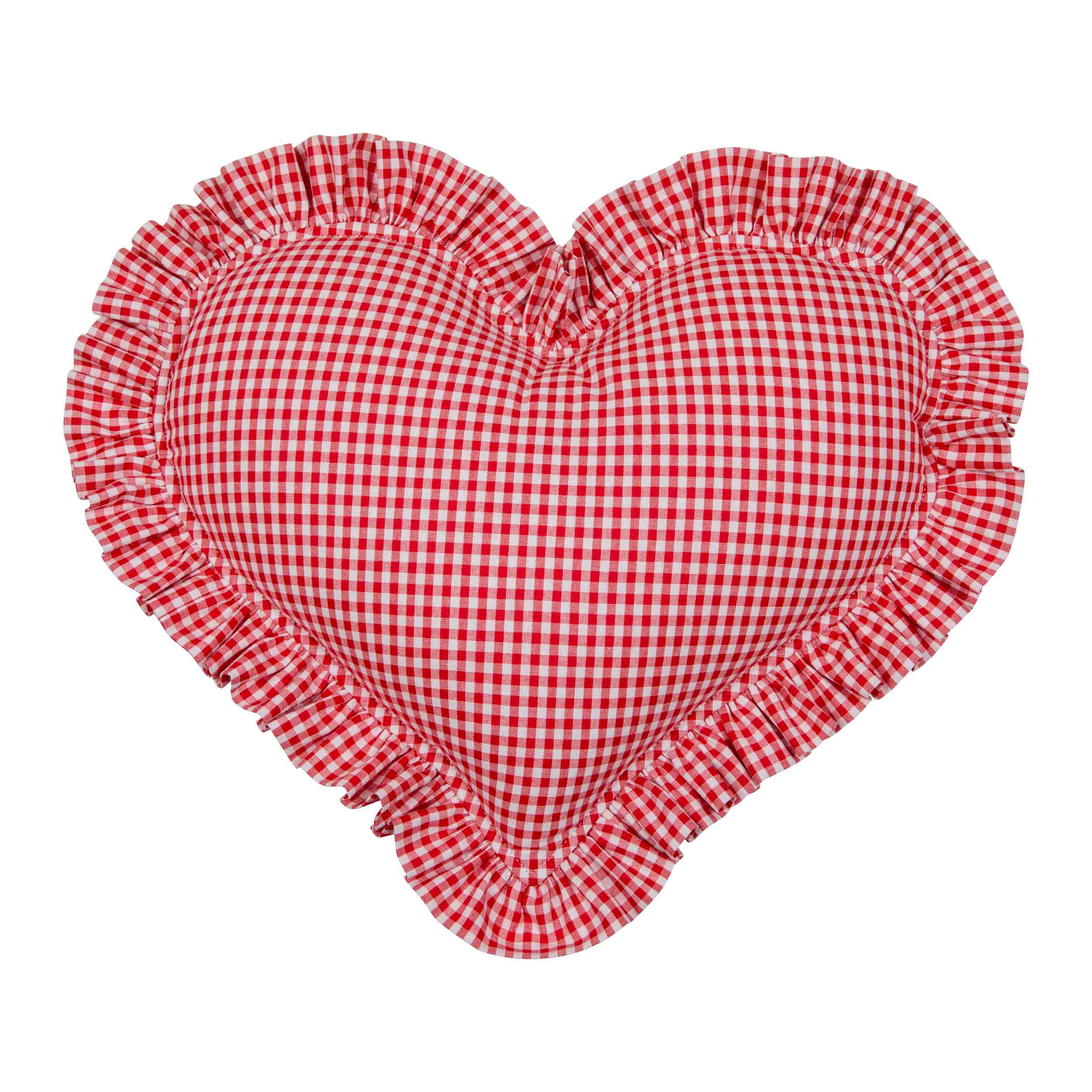 Heart pillow with frill “red checkered”