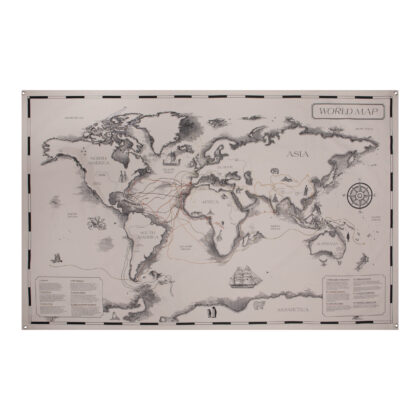 Cotton world map for children "Travellers and their trails"
