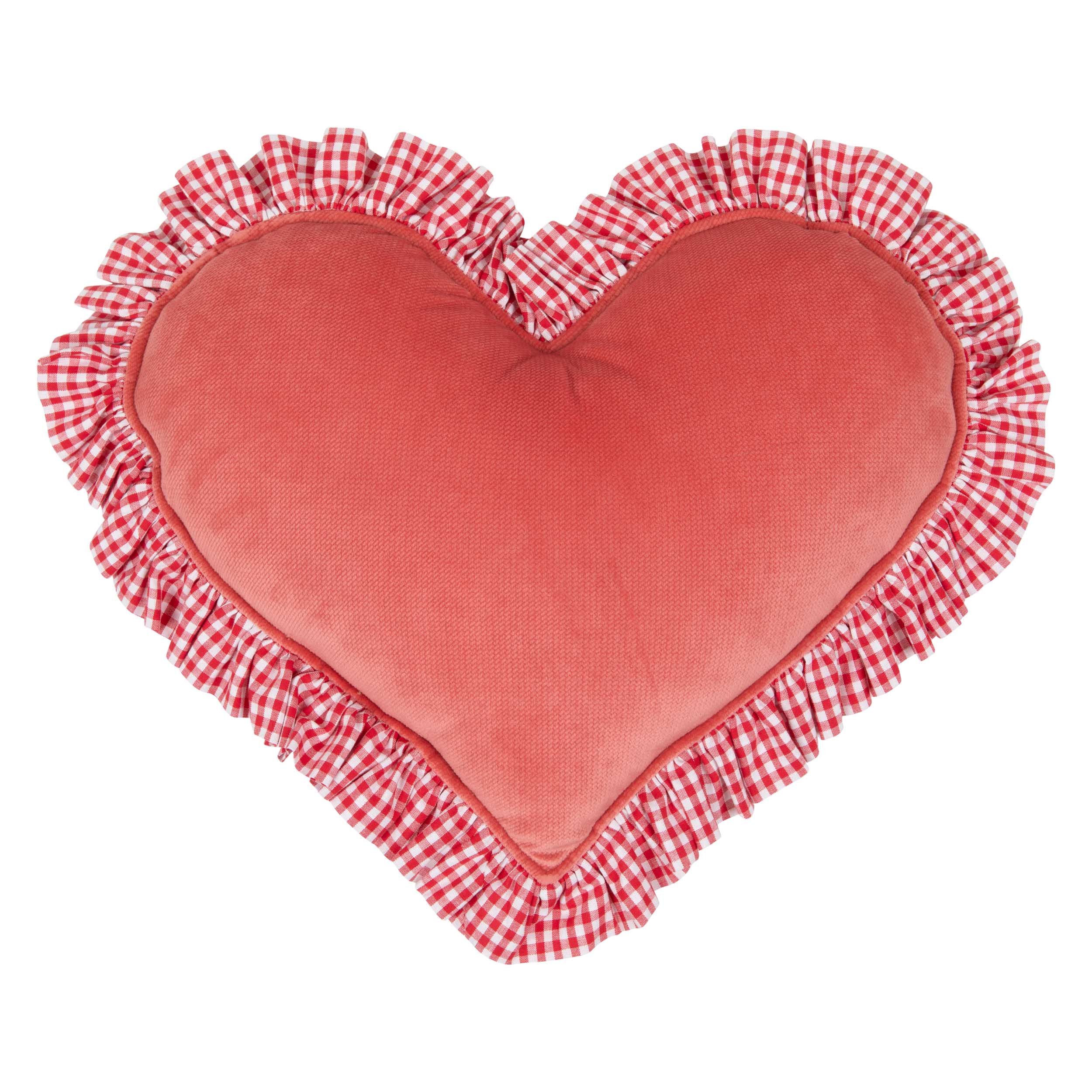 Velvet Heart pillow with frill “red heart”