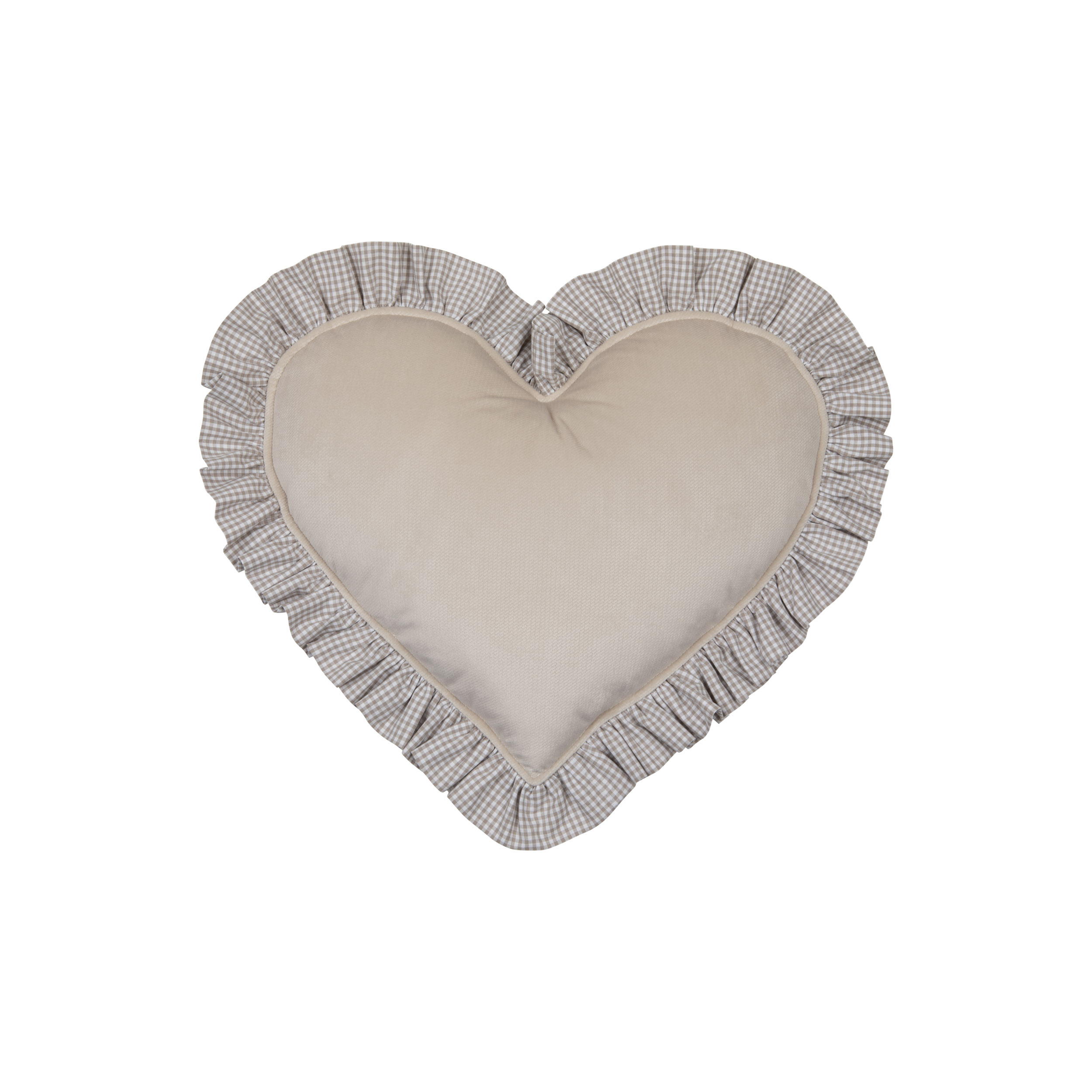 cotton/velvet pillow with frill “ beige heart” 5906508785744 - Image 2