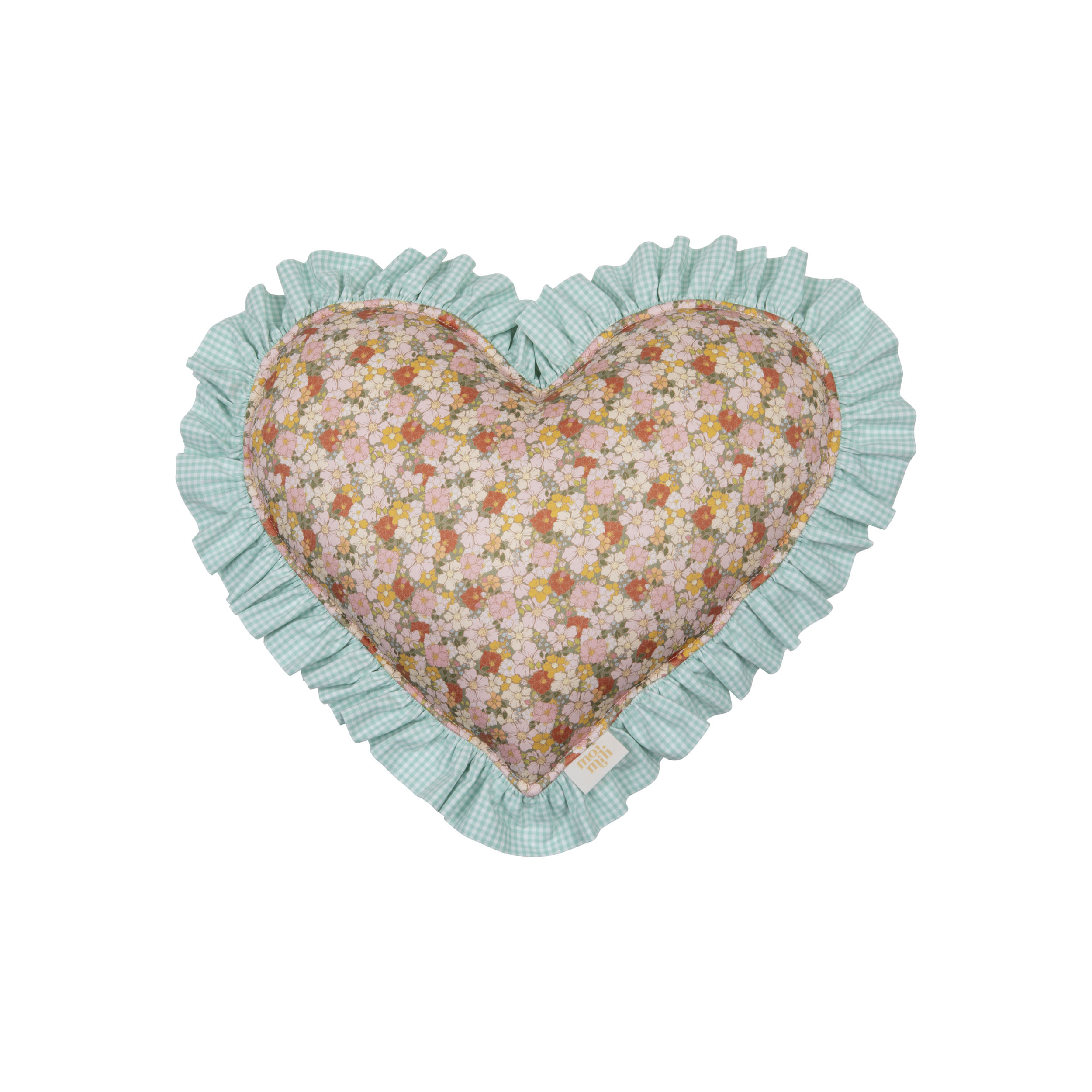 Velvet Heart pillow with frill “summer garden ”5906508785775 - Image 3