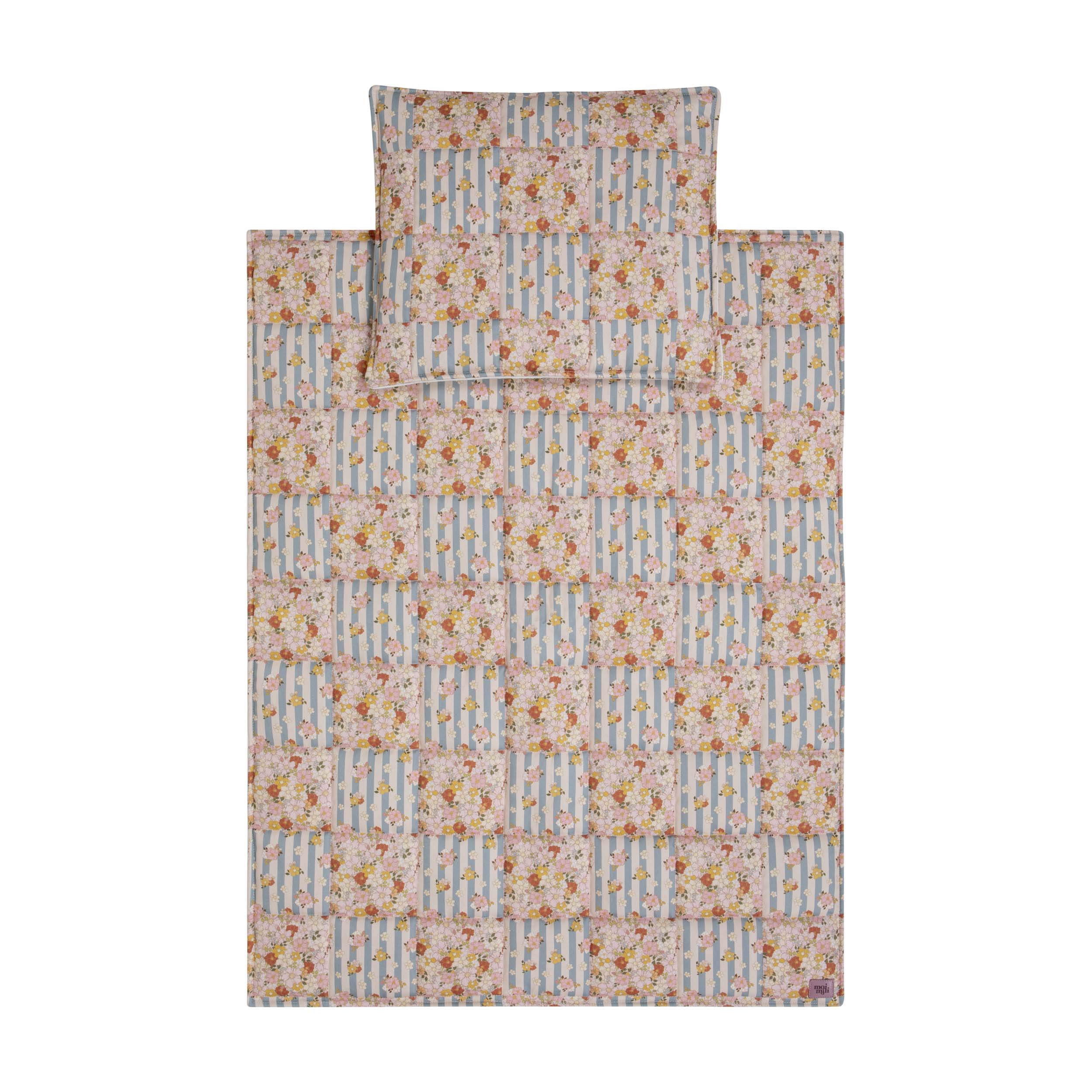 "Cotton quilted newborn cover set  "summer garden" - blue 5906508785911