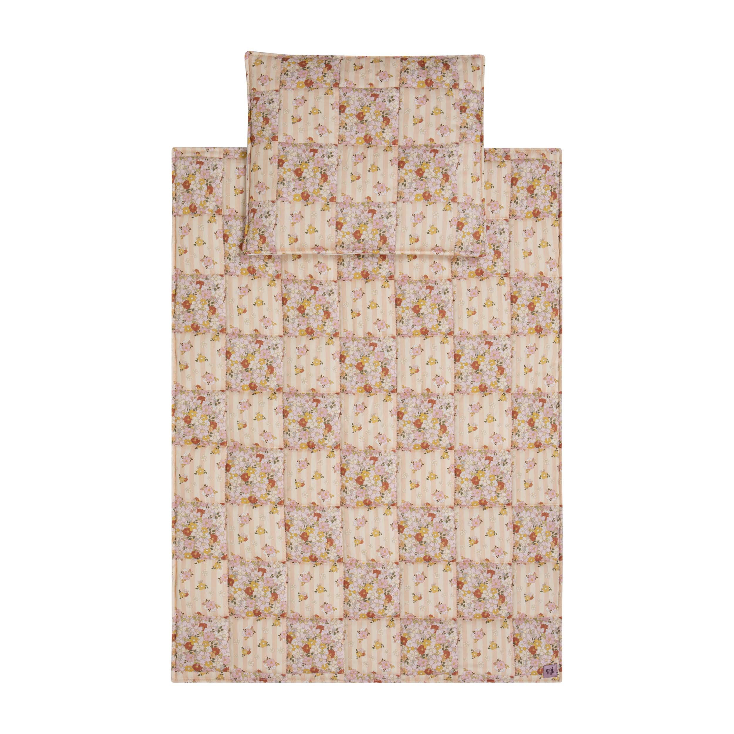 "Cotton quilted newborn cover set  "Spring garden" - Beige" 5906508785935